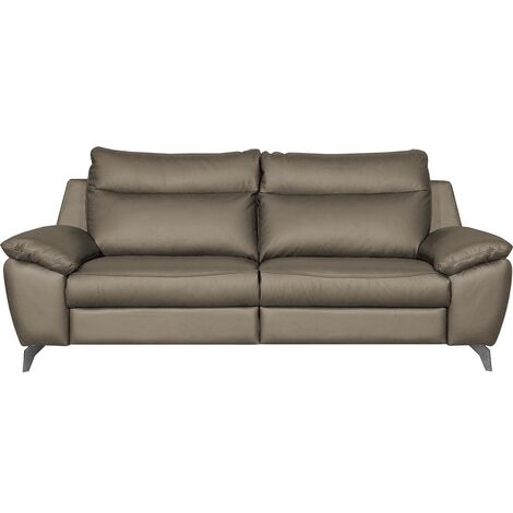 Canapé taille 2 places en 100% tout cuir épais de luxe italien, PERLA, taupe (1/5)
