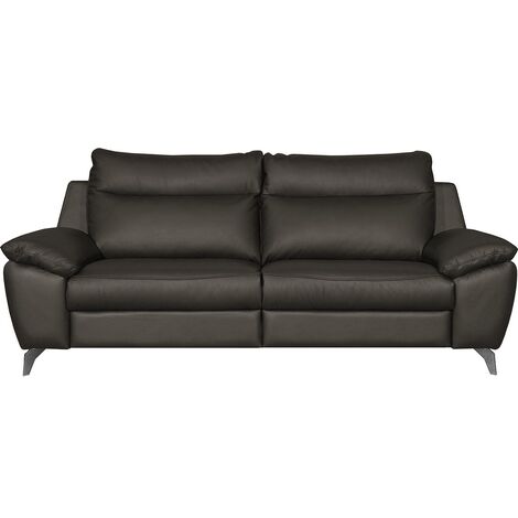 Canapé taille 2 places en 100% tout cuir épais de luxe italien, PERLA, anthracite (1/5)