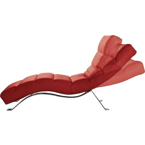 Chaise longue réglable multipositions, en cuir de luxe italien, SWEET, rouge (1/5)