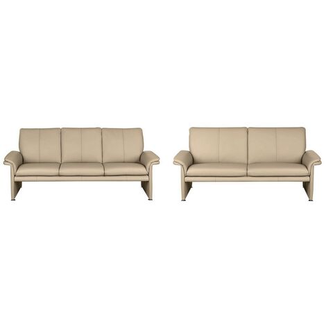 Ensemble Canapé 3 places et 2 places en 100% tout cuir italien vachette COMO, beige (1/3)