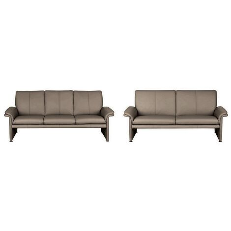 Ensemble Canapé 3 places et 2 places en 100% tout cuir italien vachette COMO, taupe (1/5)