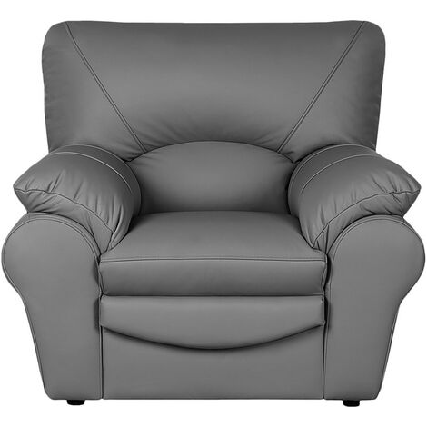 Fauteuil 1 place en 100% tout cuir italien vachette OSATIS, couleur gris foncé (1/4)