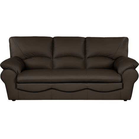 Canapé 3 places convertible en 100% tout cuir italien vachette OSIRIS, couleur chocolat (1/5)