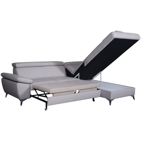 Canapé d'angle convertible AMARO 3 places (Gris/Blanc) - Confort et Style