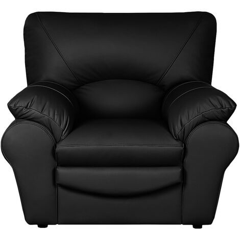 Fauteuil 1 place en 100% tout cuir italien vachette OSATIS, couleur noir (1/5)