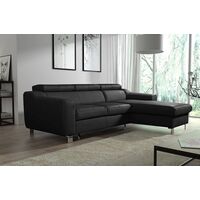 Canapé d'angle convertible en cuir italien de luxe 5 places ASTORIA, noir, angle droit