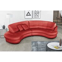 Canapé en cuir italien de luxe 5/6 places BRETINI rouge foncé, côté accoudoir droit