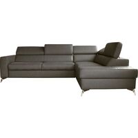 Canapé d'angle convertible en cuir italien de luxe 5/6 places avec coffre, MONZA, taupe, angle droit