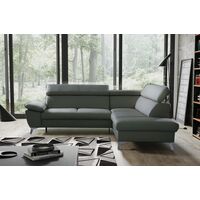Canapé d'angle convertible en cuir italien de luxe 5 places WARREN II, avec coffre, gris foncé, angle droit