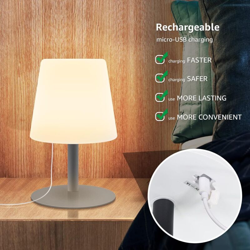 Lampada ricaricabile LED 3W RGB luce relax notturna comodino