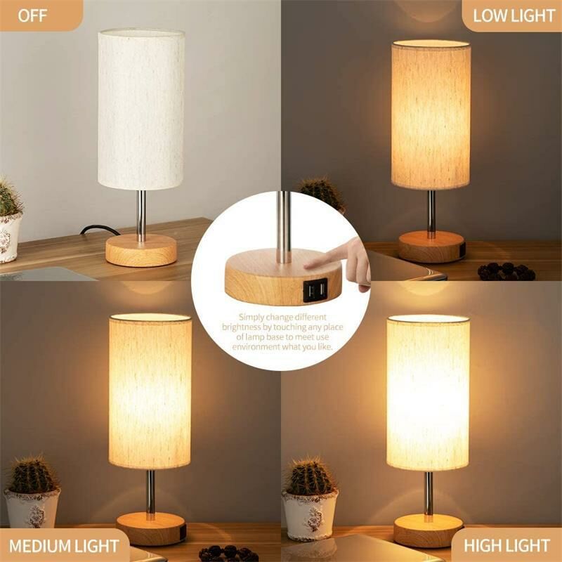 ZOLGINAH Set di 2 Lampade da Comodino Touch Control, 3 Temperature di  Colore e Luminosità Continua, Porte di Ricarica USB, Lampade da Comodino  per Soggiorno Camera da Letto