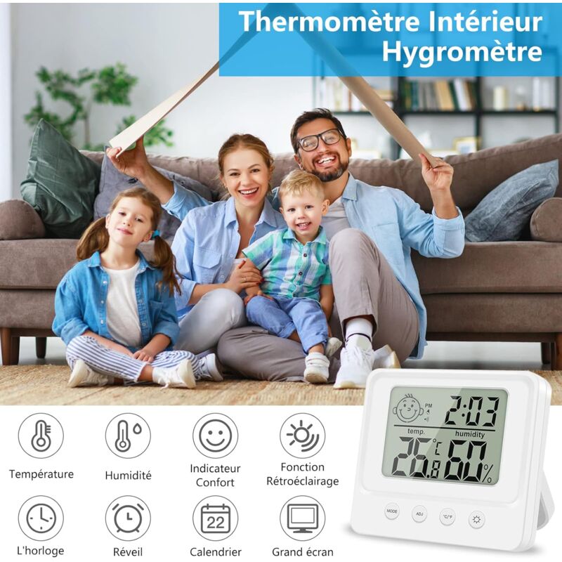 Termometro Igrometro, ampio schermo LCD con tempo Umidità interna e  termometro all'interno della casaa (batteria inclusa) : : Giardino  e giardinaggio