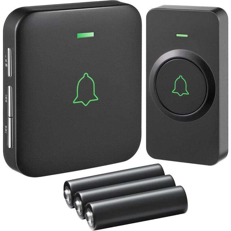 CAMPANELLO SENZA FILI WIRELESS DIGITALE IP44 PORTE CASA UFFICIO AIGOSTAR  NERO-ORO