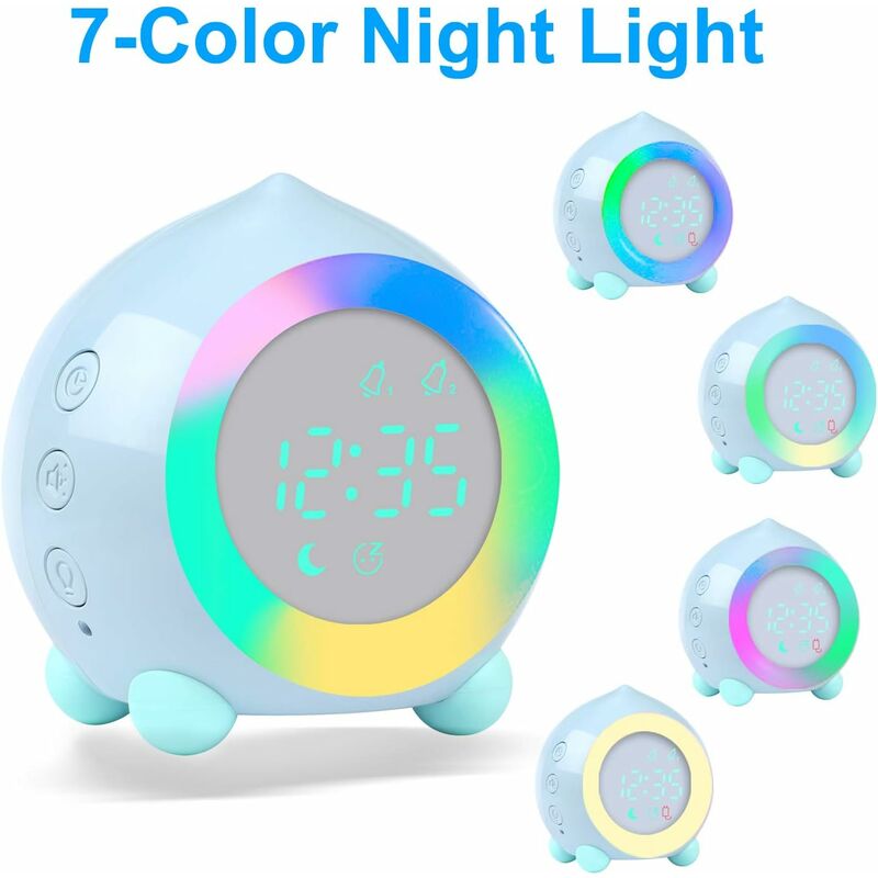 ZOLGINAH Sveglia per bambini Light Up Lampada LED digitale Sveglia Luce  notturna Ragazza Ragazzi Giorno Notte Bambino Volume regolabile Snooze  Carica USB Sveglia-Blu