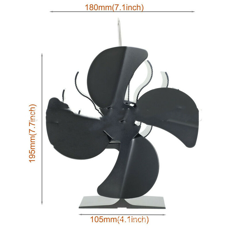 Ventilatore per stufa a legnaZOLGINAH , dimensioni ridotte, 4 pale, funzionamento  silenzioso