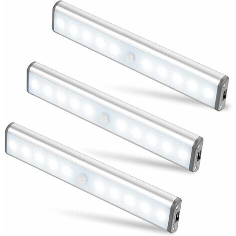 LUCE LED ARMADIO GUARDAROBA SENSORE MOVIMENTO USB RICARICABILE STRISCIA  MAGNETICA