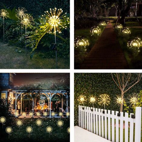 ZVO Luci Solari per Giardino, 2 Pezzi 120 LED Lucine da Esterno Energia  Solare Fuochi d'artificio, Lampadine Decorazioni con Impermeabile per  Vialetto Prato Matrimoni Recinzione(Bianco caldo) : : Illuminazione