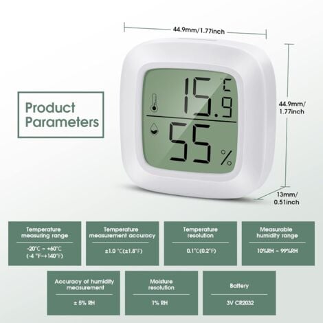 ZOLGINAH Mini termometro per interni, 3 pezzi igrometro per interni ad alta  precisione, ℃/℉ commutabile