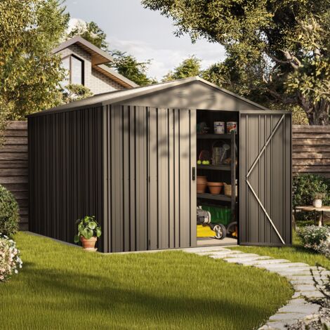 Casetta da giardino in metallo Pioneer Y90 - Struttura autoportante - Doppia porta rinforzata - Chiusura con chiave inclusa - Montanti a V -Capannone in metallo 7,94m2