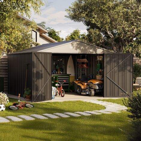 Casetta da giardino in metallo Pioneer Y130 - Struttura autoportante - Doppia porta rinforzata - Chiusura con chiave inclusa - Montanti a V -Capannone in metallo 12,46m2