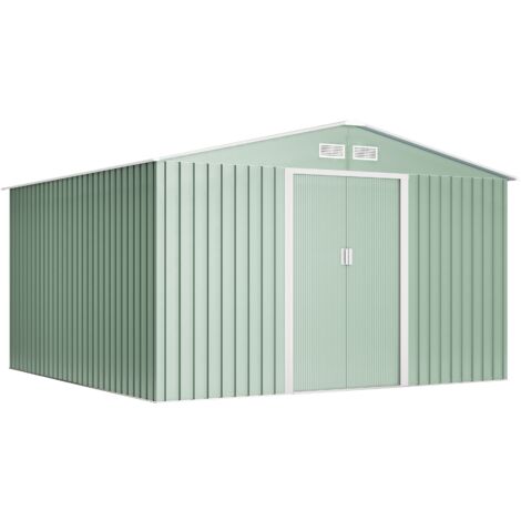 Casette da giardino in metallo 10,2 m2 Wasabi Light Green XL  - 10 anni di garanzia - 324x322x205cm. Capanno da giardino