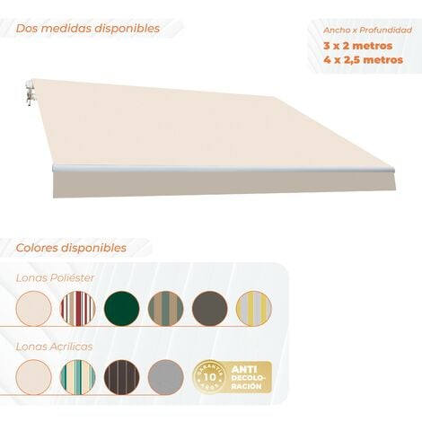 Tenda da sole manuale completa 4x2,5m Smartsun Ecru in poliestere