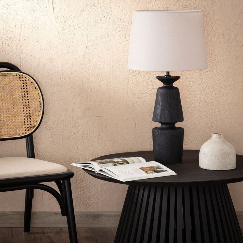 Pied De Lampe En Bois De Manguier ILUZZIA - Design Unique Main - Culot E27 - Style Naturel Et Écologique