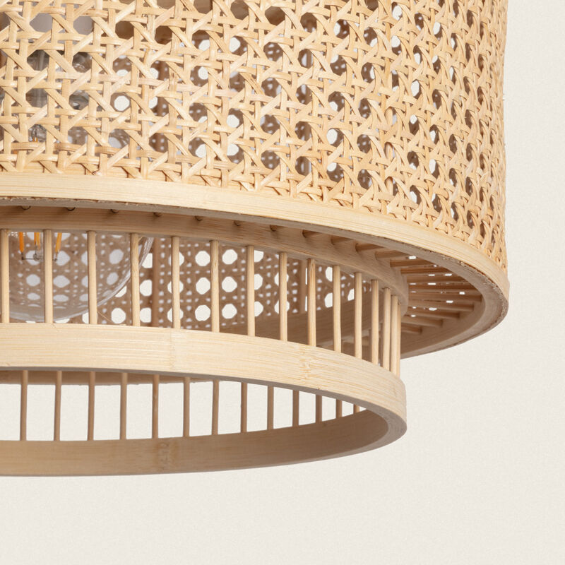 AUEJACKY Abat-Jour Bambou E27 - Lampe Suspendue Vintage Pour Café, Restaurant Ou Salon