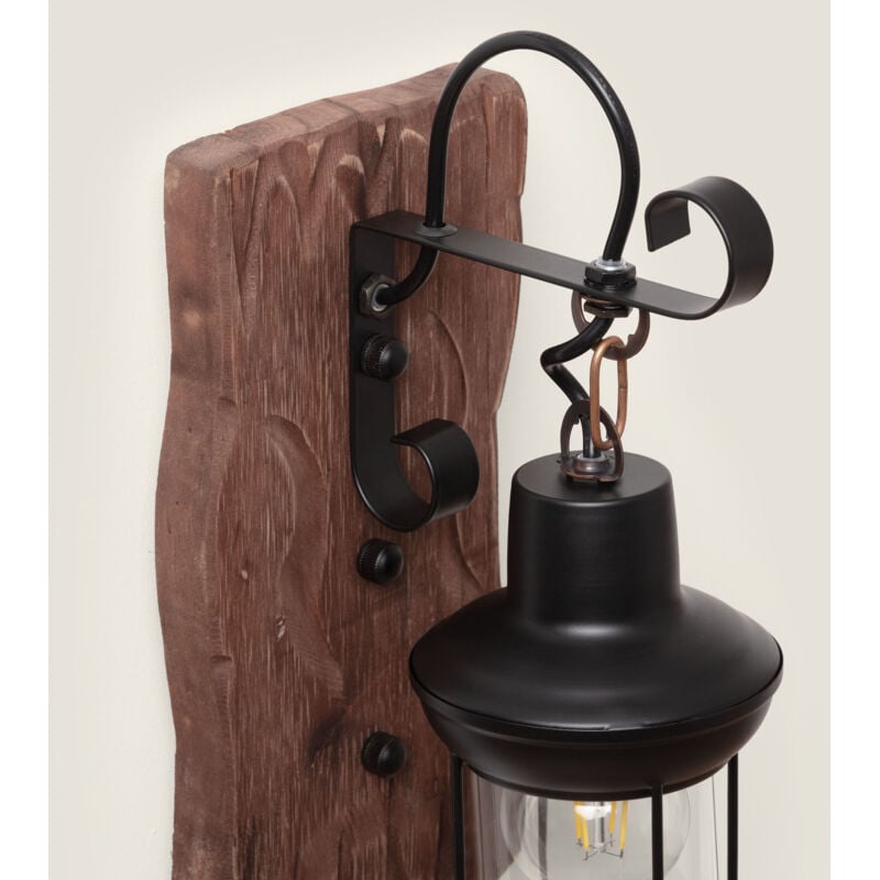 Lampe Murale Bois et Métal Fanala Noir 3
