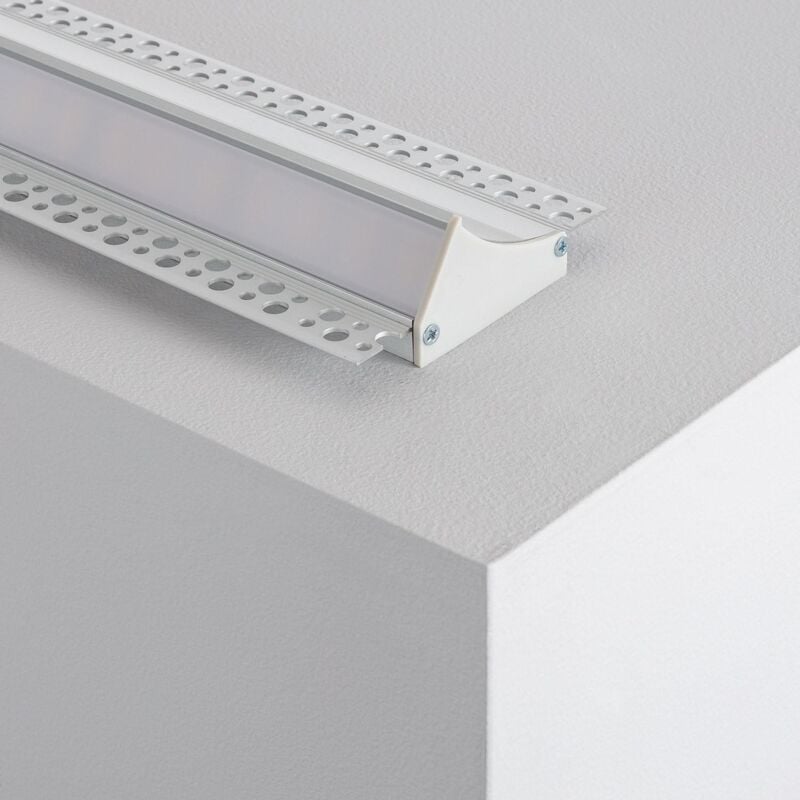Profilé Aluminium Encastrable avec Capot Continu pour Double Ruban LED  jusqu'à 18mm Capot Transparent