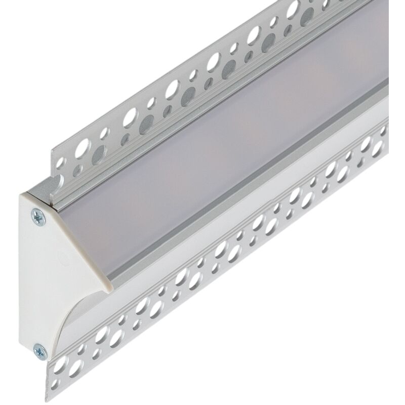 Barre Profilé Aluminium Evotrade Pour Joint Panneaux Plâtre + éclairage LED, 2m, Version Plate XL Avec Cache Transparent
