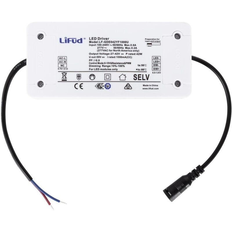 Alimentation électronique pour LED 27-42V DC 42W 1A : : Bricolage