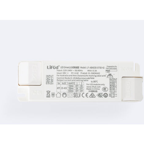 Driver LED LIFUD 30W Flicker Free - Entrée 220-240V AC, Sortie 33-40V DC, PF≥0.90, Sans Scintillement