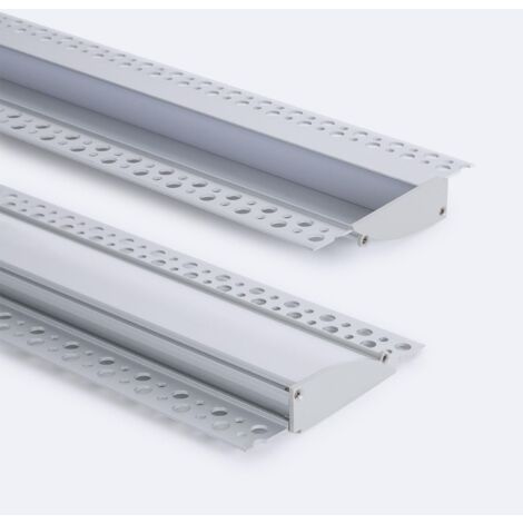 Profilé Aluminium Encastrable avec Capot Continu pour Double Ruban LED  jusqu'à 18mm Capot Transparent
