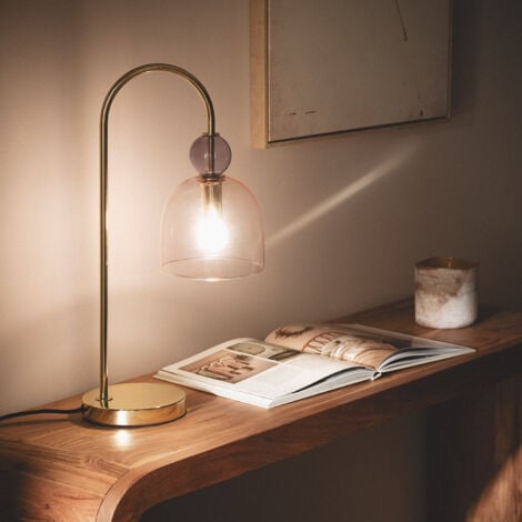 Lampe à Poser Métal et Verre Baudelaire Rose