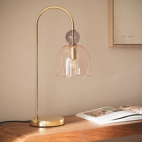 Lampe à Poser Métal et Verre Baudelaire Rose
