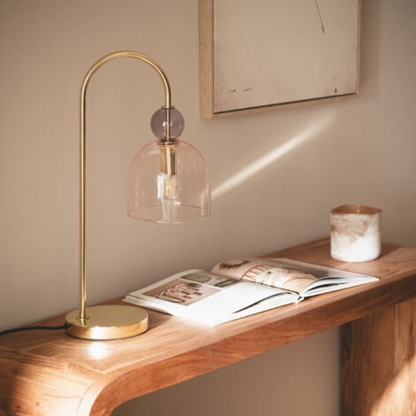 Lampe à Poser Métal et Verre Baudelaire Rose