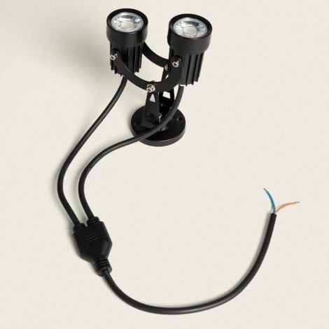 Spot Extérieur LED Double 6W en Saillie Aluminium 14cm Hevlot Noir