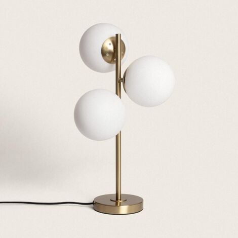 Lampe à Poser Métal et Verre Moonlight Brass 3 Spots Doré