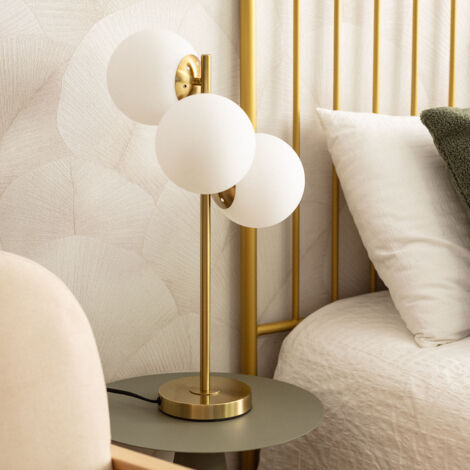 Lampe à Poser Métal et Verre Moonlight Brass 3 Spots Doré