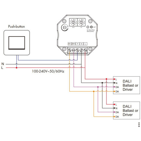 Variateur DALI 1 Canal Compatible avec Bouton Poussoir Blanc