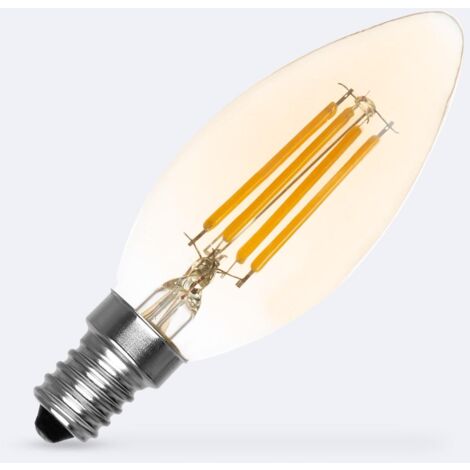 Ampoule LED Filament E14 4W 470 lm Dimmable C35 Bougie Gold No Flicker 2700K Blanc chaud