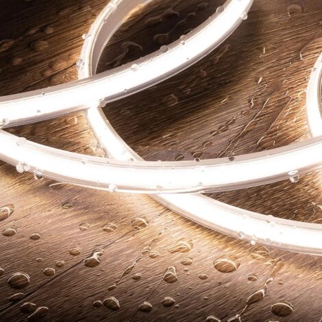 Ruban LED Dimmable 220V COB Auto-redressement 320 LED/m 8W/m 720 lm/m Largeur 12mm Coupe 50cm IP65 CRI90 Sur mesure 4000K Blanc neutre 2 m