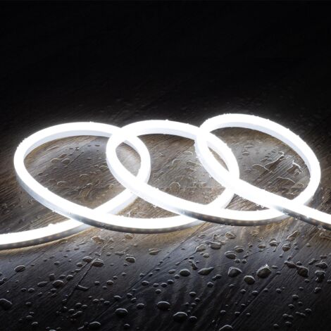 Ruban Néon LED RGB Dimmable 220V SFLEX8 IP65 sur mesure coupe tous les 100 cm Blanc froid 10 m
