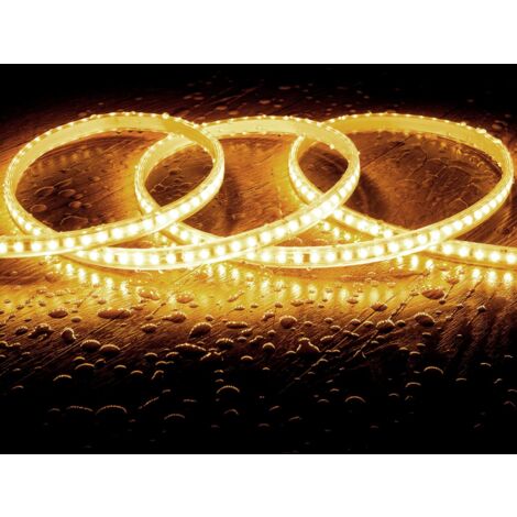 Ruban LED Dimmable Auto-redressement 220V SMD2835 120LED/m 1000 lm/m IP65 Largeur 12mm sur mesure Coupe tous les 10cm Blanc chaud 1 m 2700K