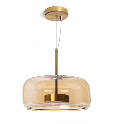 Suspension LED 7W Métal et Verre Aba Ambre