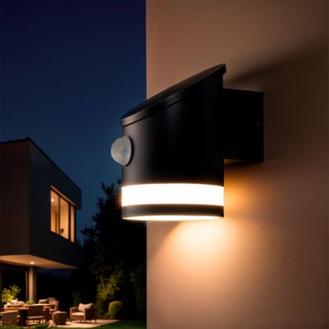 Applique Murale Extérieure Solaire LED Aluminium avec Détecteur de Mouvement Eddan Noir