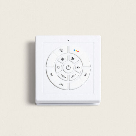Ledkia – Contrôleur mural encastrable pour ventilateur de plafond – Compatible moteurs DC – 6 vitesses – Sélection température de couleur – Design compact