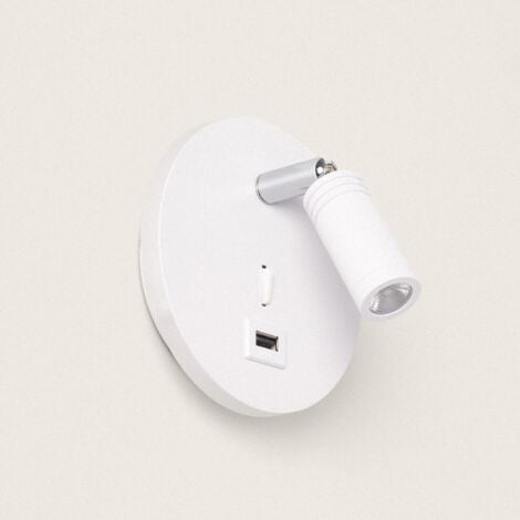 Lampe Murale LED 8W Métal avec Port USB Kuranda Blanc