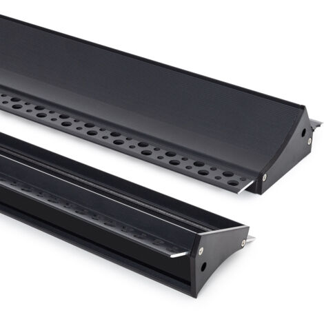 Profilé Aluminium Encastré dans Plâtre/Placo pour Rubans LED jusqu'à 20 mm avec Capot Continu Noir 2 m Noir translucide